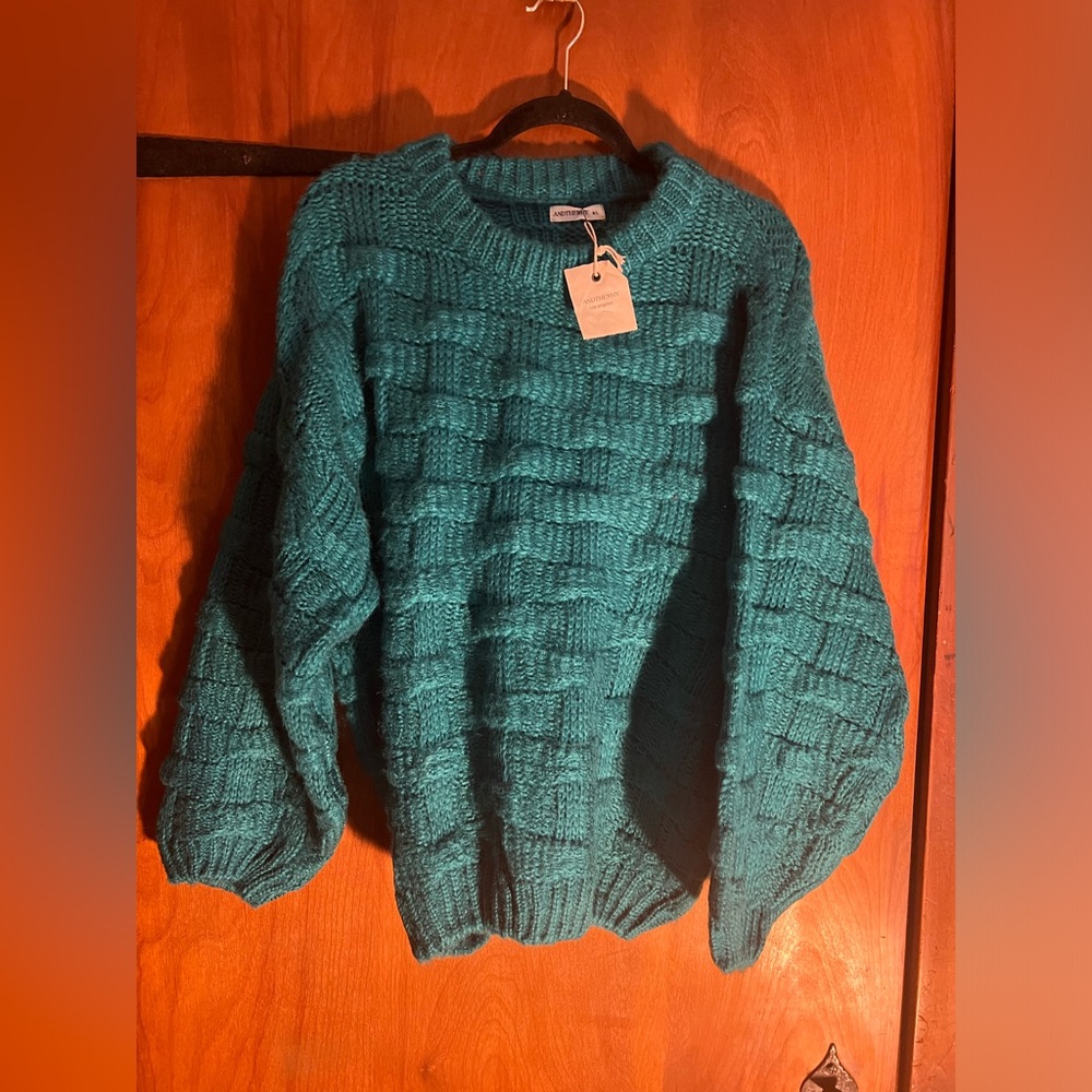Sweater knitted by Andtheway brand new with tag size M/L Teal in color
